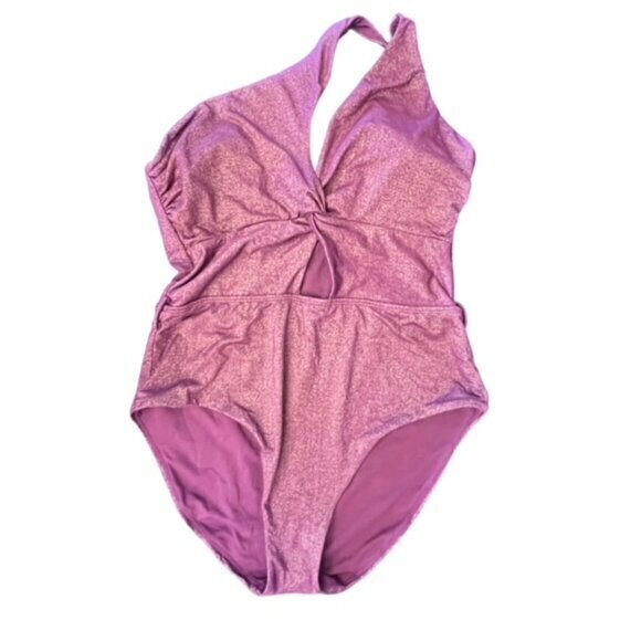 Purple Glitter One‎ Piece One Shoulder Asymmetrical Med/LG Pool Beach Vacation - Picture 1 of 8